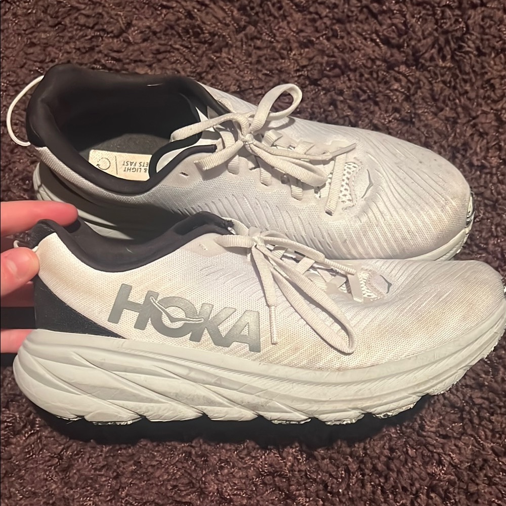 Hoka White and Black Athletic Shoes